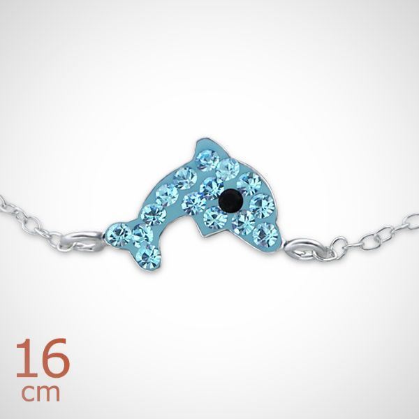 Dolfijn 925 sterling zilveren armband blauw