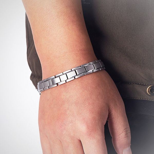 Magnetisch herenarmband - RVS - zilverkleurig