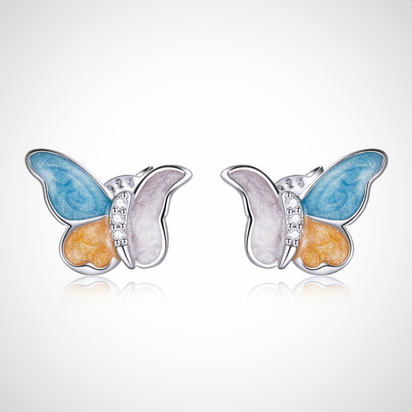 zilveren oorbellen voor dames - mooie vlinder in 3 kleuren