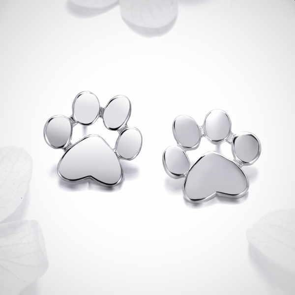 schattige zilveren oorknopjes – voetafdruk huisdier - 925-zilver