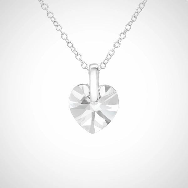 zilveren ketting met hanger - swarovski - dames - hart - 42 cm