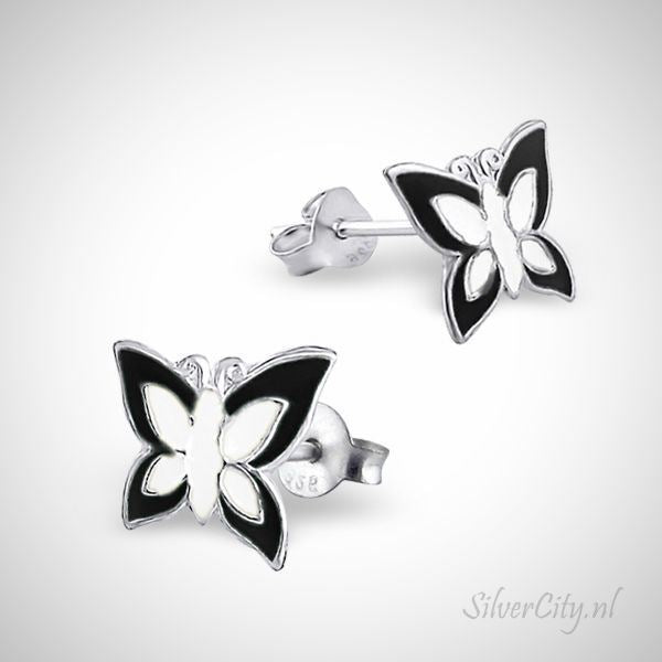 Vlinder 925 sterling zilver + epoxy kleur oorstekers