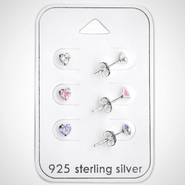 Set Hart - 925 sterling zilveren kinderoorknopjes met zirkonia