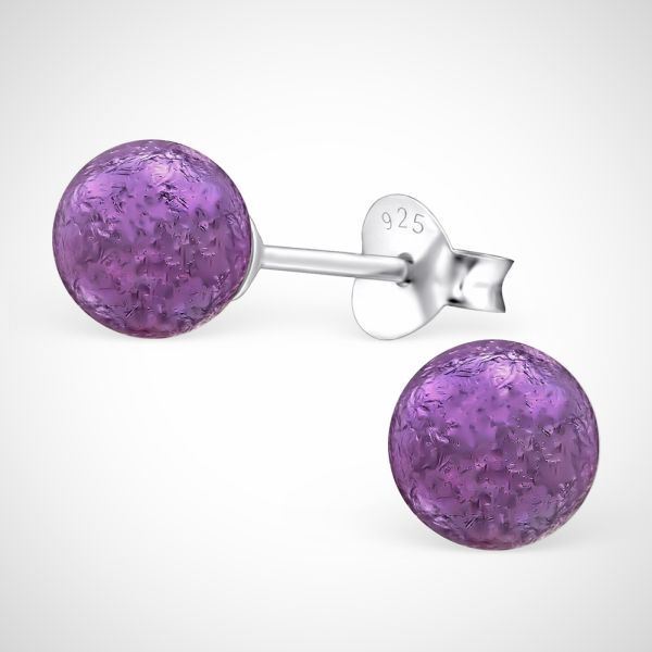 Zilveren oorstekers - bol paars