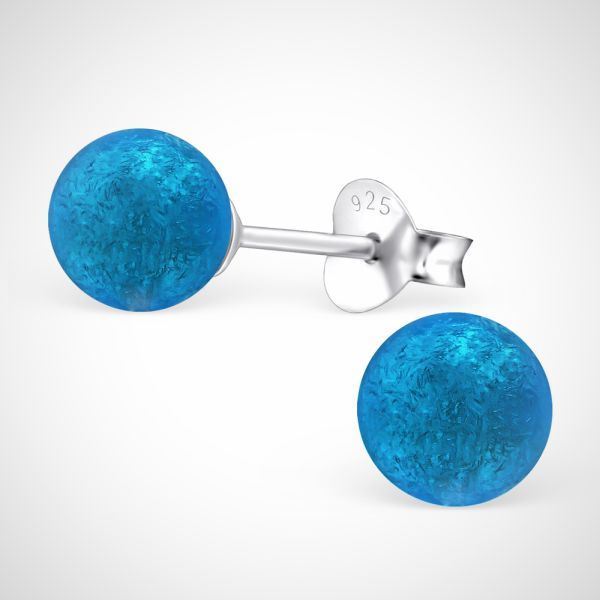 Zilveren oorstekers - bol blauw