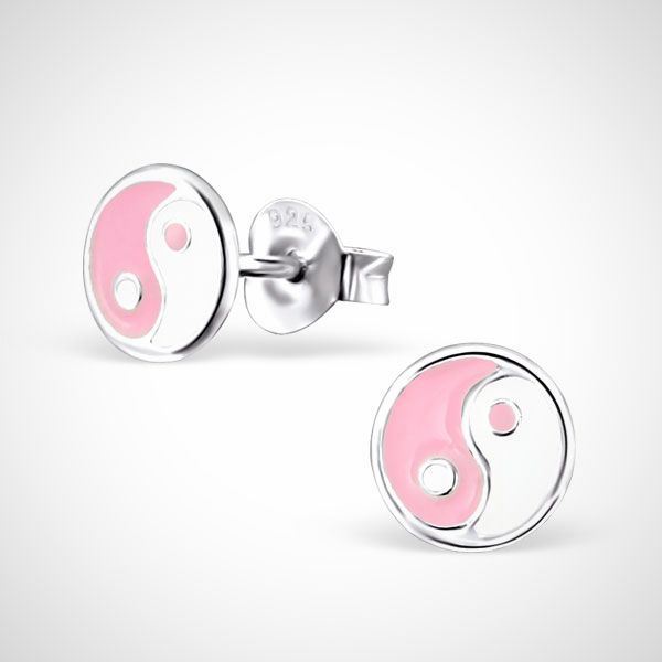 Ying en Yang 925 sterling zilveren oorstekers - roze