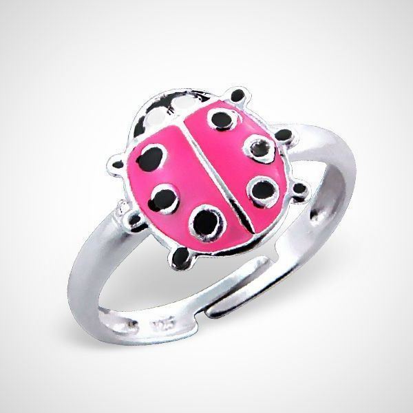 Lady Bug 925 sterling zilveren Kinderring roze