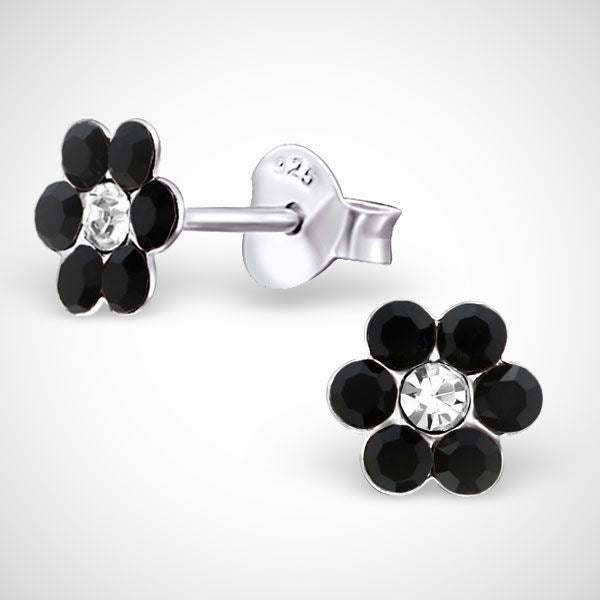 Zilveren kinderoorknoppen - bloem