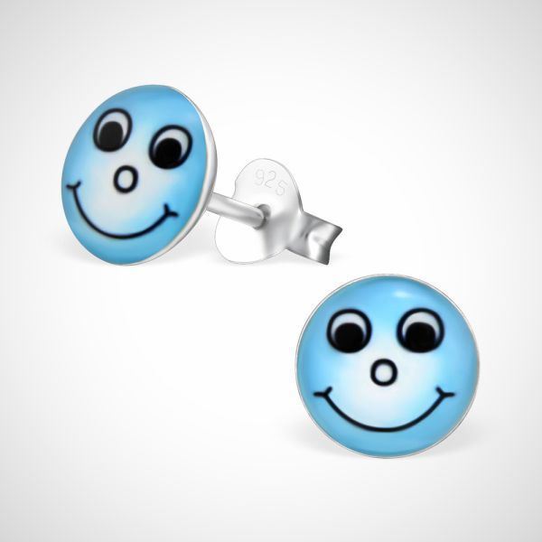 Smiley 925 sterling zilver oorstekers blauw