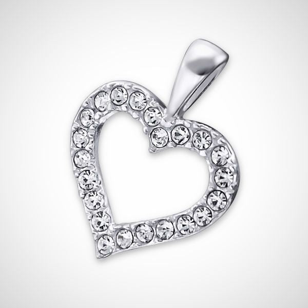 Zilveren hanger - Hart - met 22 steentjes