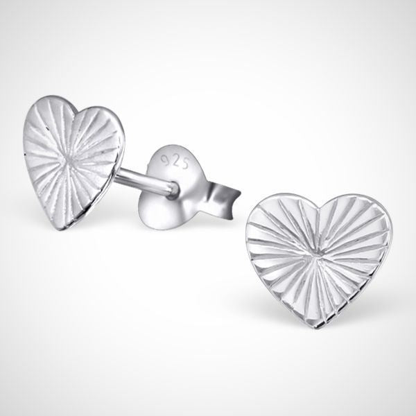 Hart - 925 sterling zilveren kinderoorknopjes egaal