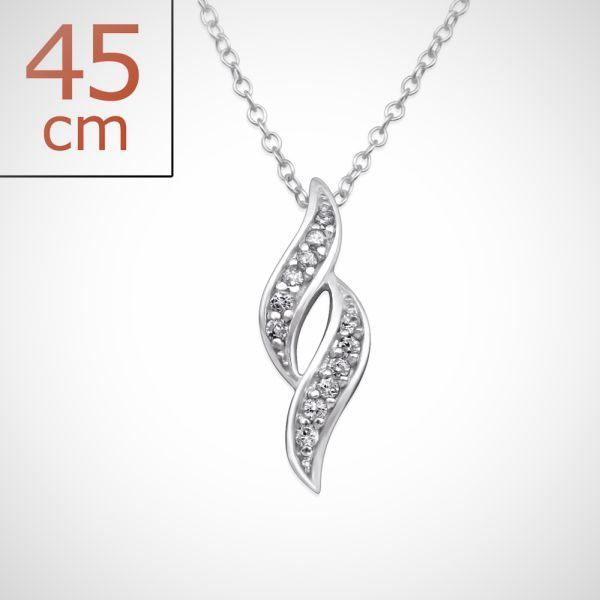 Zilveren ketting + hanger met 12 kristal steentjes - kolken