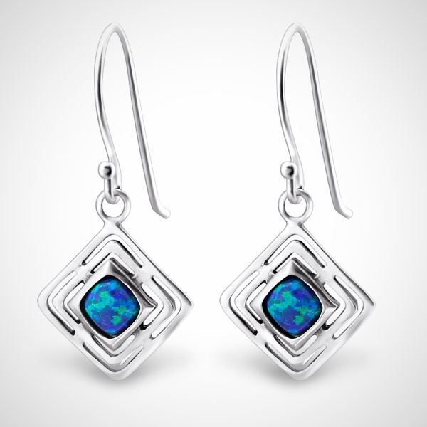 Zilveren oorhangers - opaal - dames - peacock