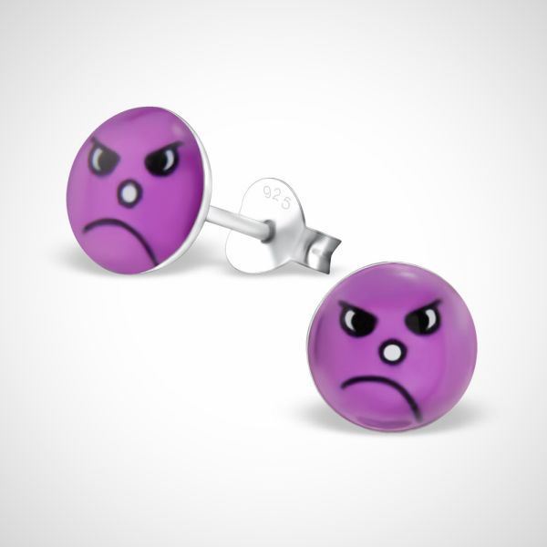 Smiley 925 sterling zilver oorstekers - boos
