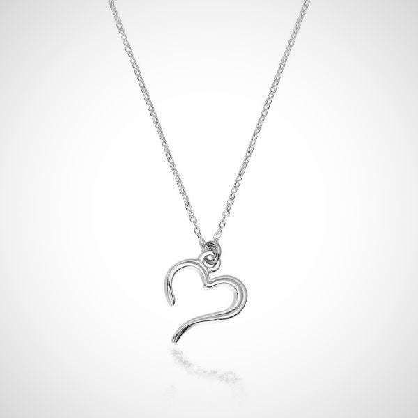 Zilveren ketting met hanger - Hart - 42cm