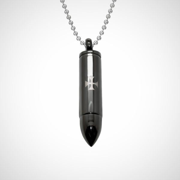 Chirurgisch roestvrij staal ketting met hanger - kogel - zwart