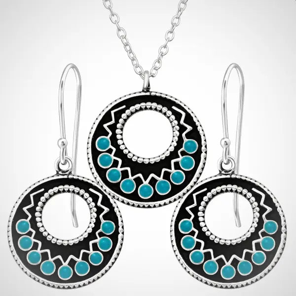 Sieradenset zilveren Oorbellen en zilveren ketting met hanger