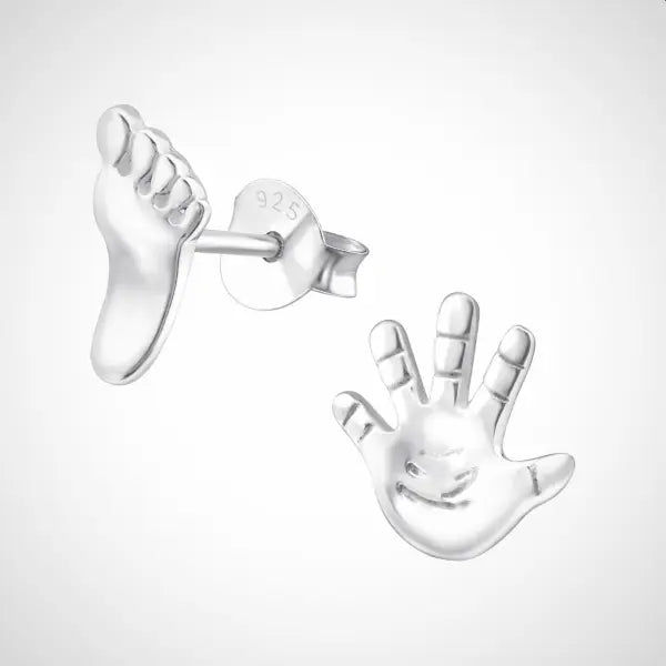 kinderoorbellen zilver - Hand en voet