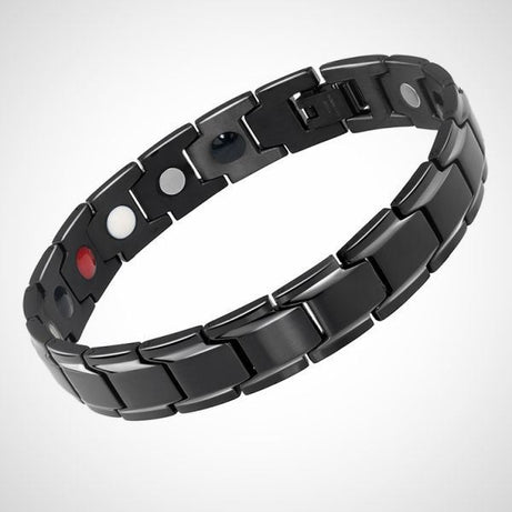 Magnetisch herenarmband - zwart - RVS