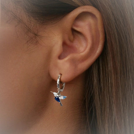 damesoorbellen - zilveren oorringen - kolibrie - 925 zilver