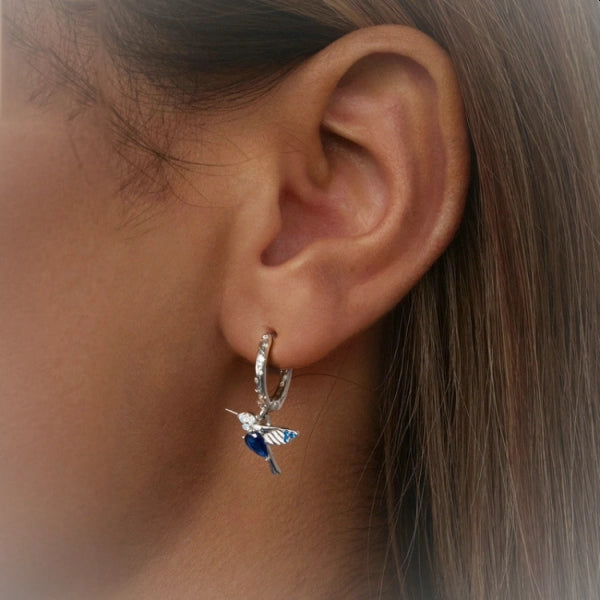 damesoorbellen - zilveren oorringen - kolibrie - 925 zilver