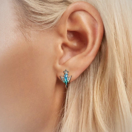 damesoorbellen - zilveren oorhangers - kolibrie - 925 zilver
