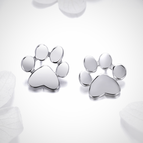 schattige zilveren oorknopjes – voetafdruk huisdier - 925-zilver