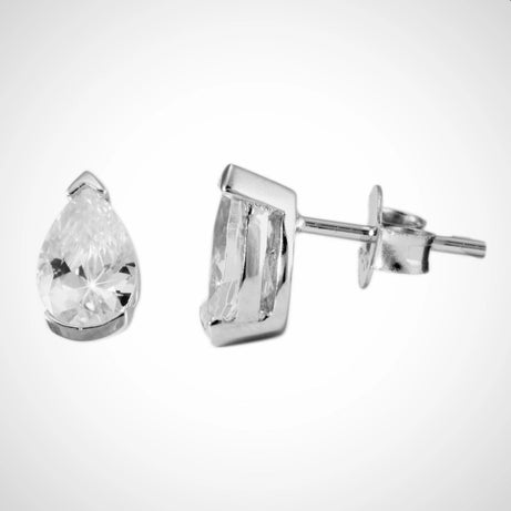 zilveren oorstekers, dames oorbellen, druppelvormige zirkonia steen, gerodineerd