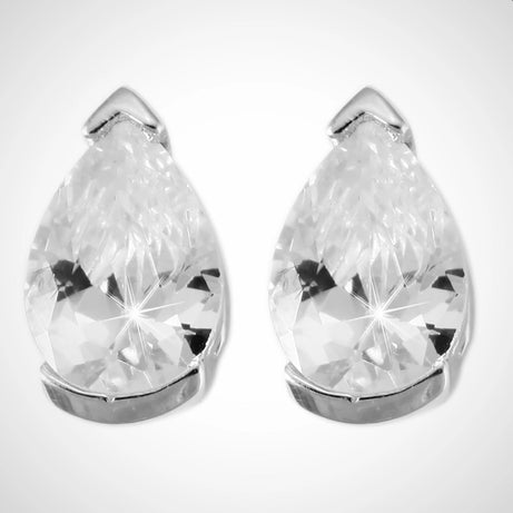 zilveren oorstekers, dames oorbellen, druppelvormige zirkonia steen, gerodineerd