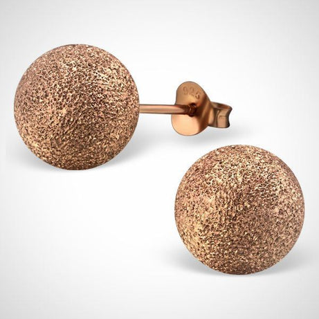 Rose goud plated zilveren bal oorknoppen