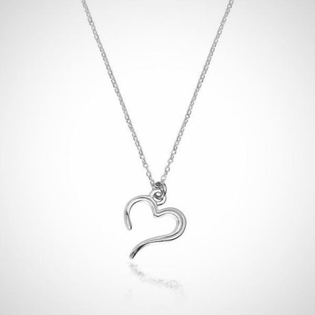 Zilveren ketting met hanger - Hart - 42cm