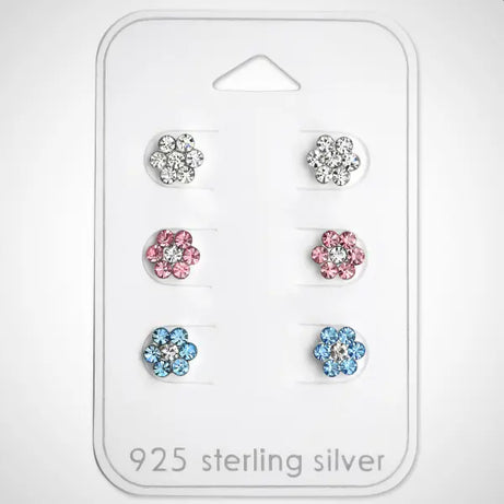 zilveren kinderoorknopjes - zilver - set van 3 - bloem - studs