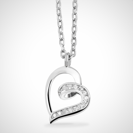 Zilveren ketting met hanger - Hart - 45cm